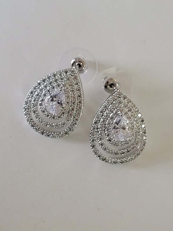 Clear Diamond Cubic Zirconia Crystal Drop earring… - image 3