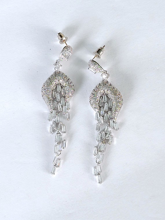 Clear Diamond Earring dangle CZ Princess style