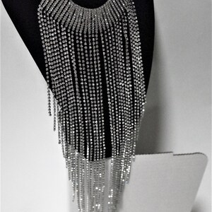 Rhinestone Metal Ball Chain Fringe Choker Necklace main image 0