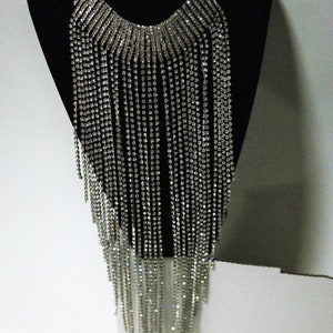 Rhinestone Metal Ball Chain Fringe Choker Necklace main image 1