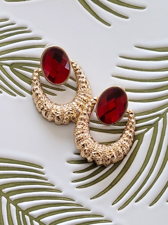 Ruby Red Crystal Dangle Drop Door Knocker Texture… - image 1