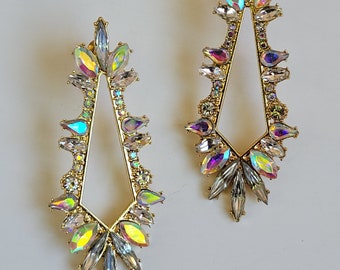 Crystal AB Open Cut Chandelier earrings