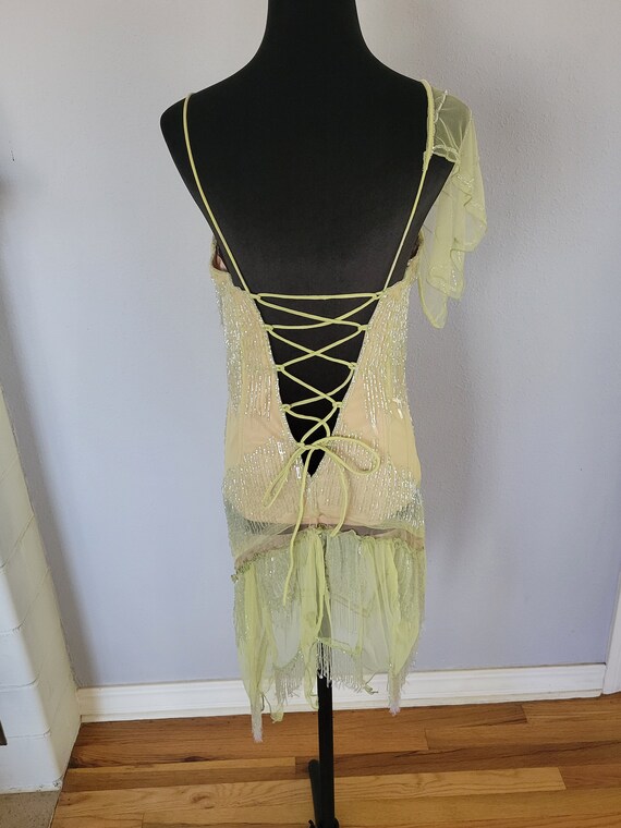 Vintage Beaded Corset Dress Green Luxury Dress - image 4