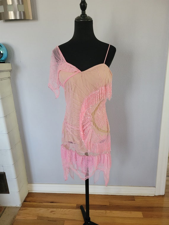 Vintage Beaded Corset Dress Pink Luxury Dress
