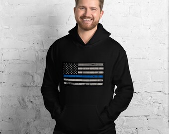 Thin Blue Line USA Flag Law Enforcement Unisex Hoodie