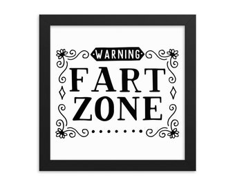 Warning: Fart Zome, Bathroom Framed poster