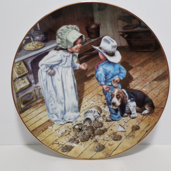 Collector Plate by Don Crook "In Trouble Again" Children of the American Frontier Collection, Certificate of Authenticity