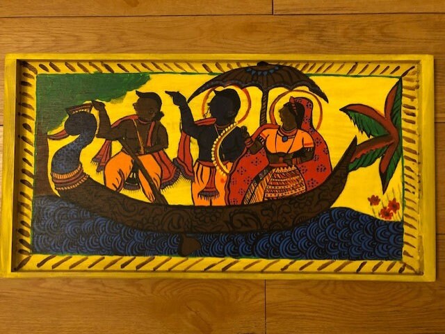 Rama - Sita and Lakshmana boating in Ganges