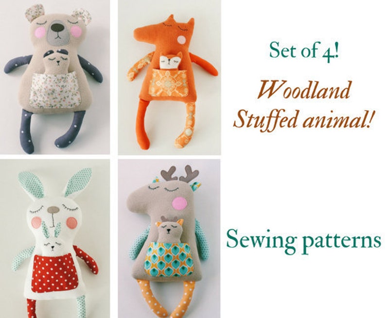 Woodland stuffed animal sewing pattern PDF Forest animal Etsy