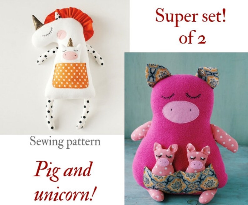 Stuffed Animal Sewing Pattern PDF Unicorn Easy Tutorial Stuff Etsy