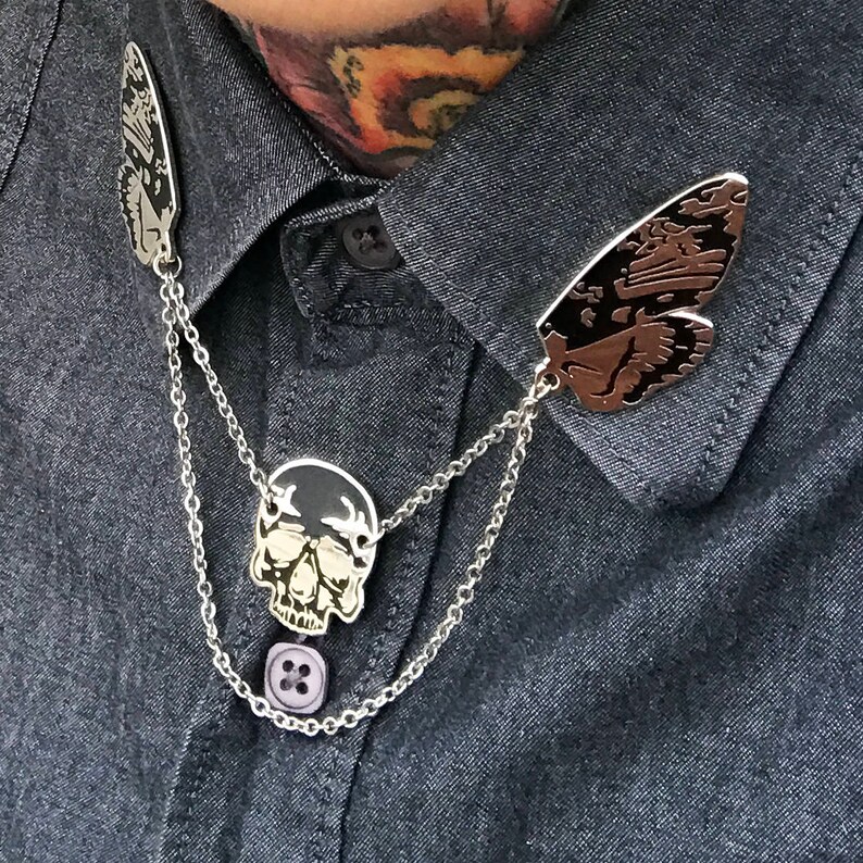 Deathhead Moth Collar Pins Enamel Pins Etsy