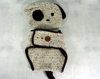 Puppy diaper cover - diaper cover - diaper cover set - puppy hat - puppy hat set - baby puppy - puppy baby shower - puppy costume - infant