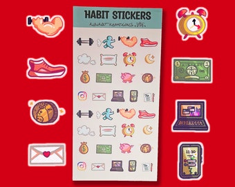 Habit Tracker Journal Sticker Sheet