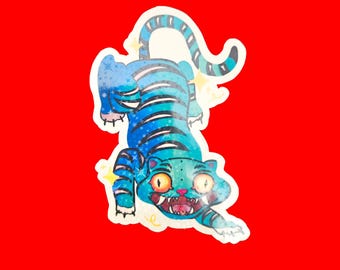 Holografischer Blauer Tiger Sticker