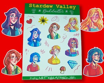 Stardew Valley Bachelorettes Sticker Sheet