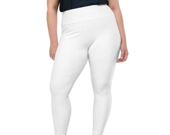 White Plus Size Leggings for Women, Sizes 2XL, 3XL, 4XL, 5XL and 6XL, Plus Size Clothing, White Yoga Pants