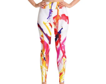 Paint Splash Leggings, Colorful Yoga Leggings, Capri Leggings, Workout Leggings