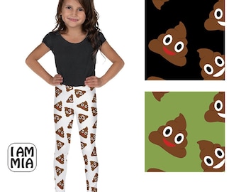 Poop Emoji Printed Leggings, Girls leggings, Boys leggings, Toddler leggings, Emoji Birthday gift, Funny leggings Sizes 2-8