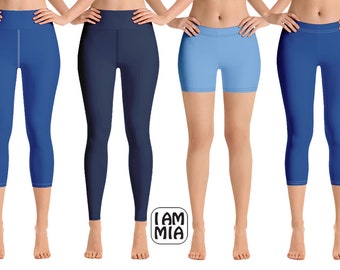 Blue leggings, Yoga Leggings, Yoga shorts, Active wear for women, Light Blue, Classic Blue and dark blue tights for women, XS-XL