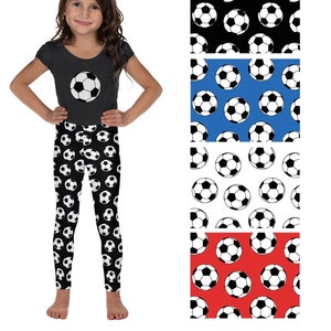 Football Print Girls Leggings, Soccer leggings, Toddler leggings, Sizes 2-12