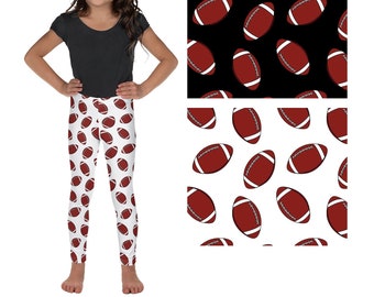 Leggings infantis com estampa de futebol, leggings para crianças pequenas em preto ou branco, tamanhos 2-8
