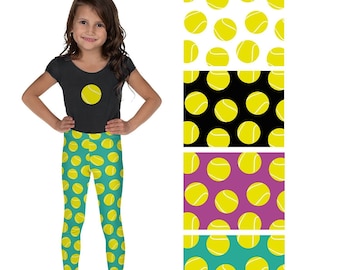 Tennis Leggings, Girls Leggings, Toddler leggings, Size 2-8 Workout, Top seller Gift for girls that loves tennis