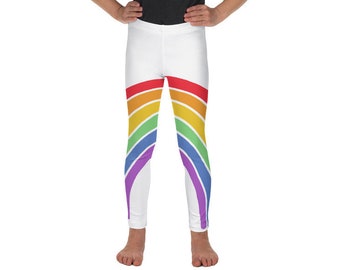 Kids Rainbow Leggings, Girls Leggings, Rainbow Print Toddler Leggings, Active wear for kids, Sizes 2T-7