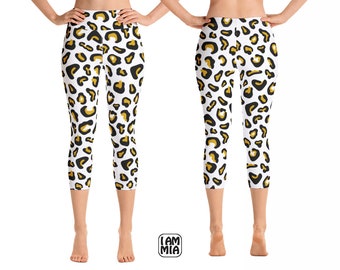 Leopard Yoga Capri Leggings, Active wear for women, Gift for girlfriend