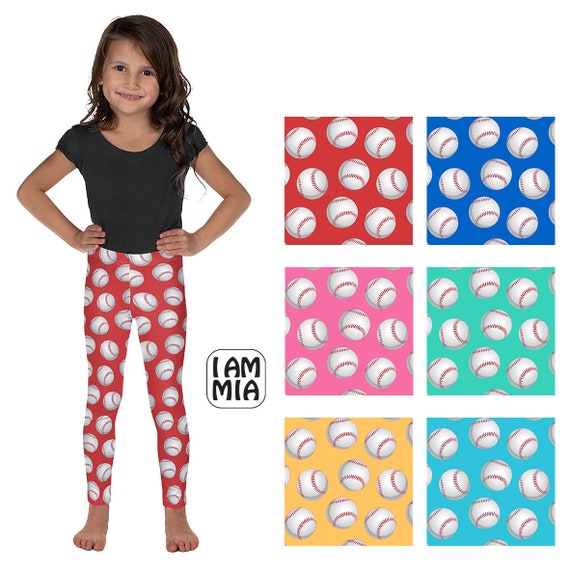 Baseball Leggings Baseball Tights Printed Leggings for Kids Toddler Leggings Girls Leggings Sizes 2 7 Etsy