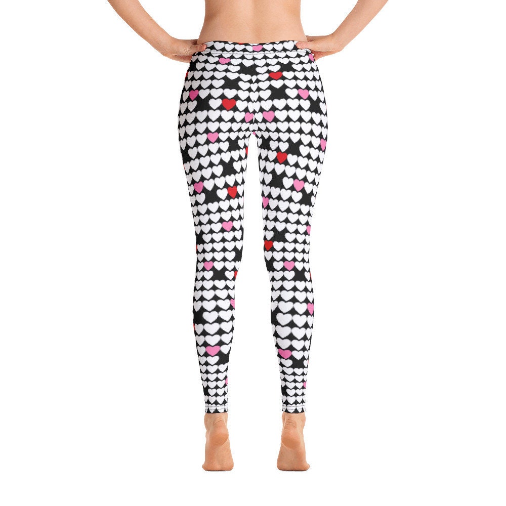 Love Heart Leggings, Heart Print Leggings, Birthday Gift for Girlfriend