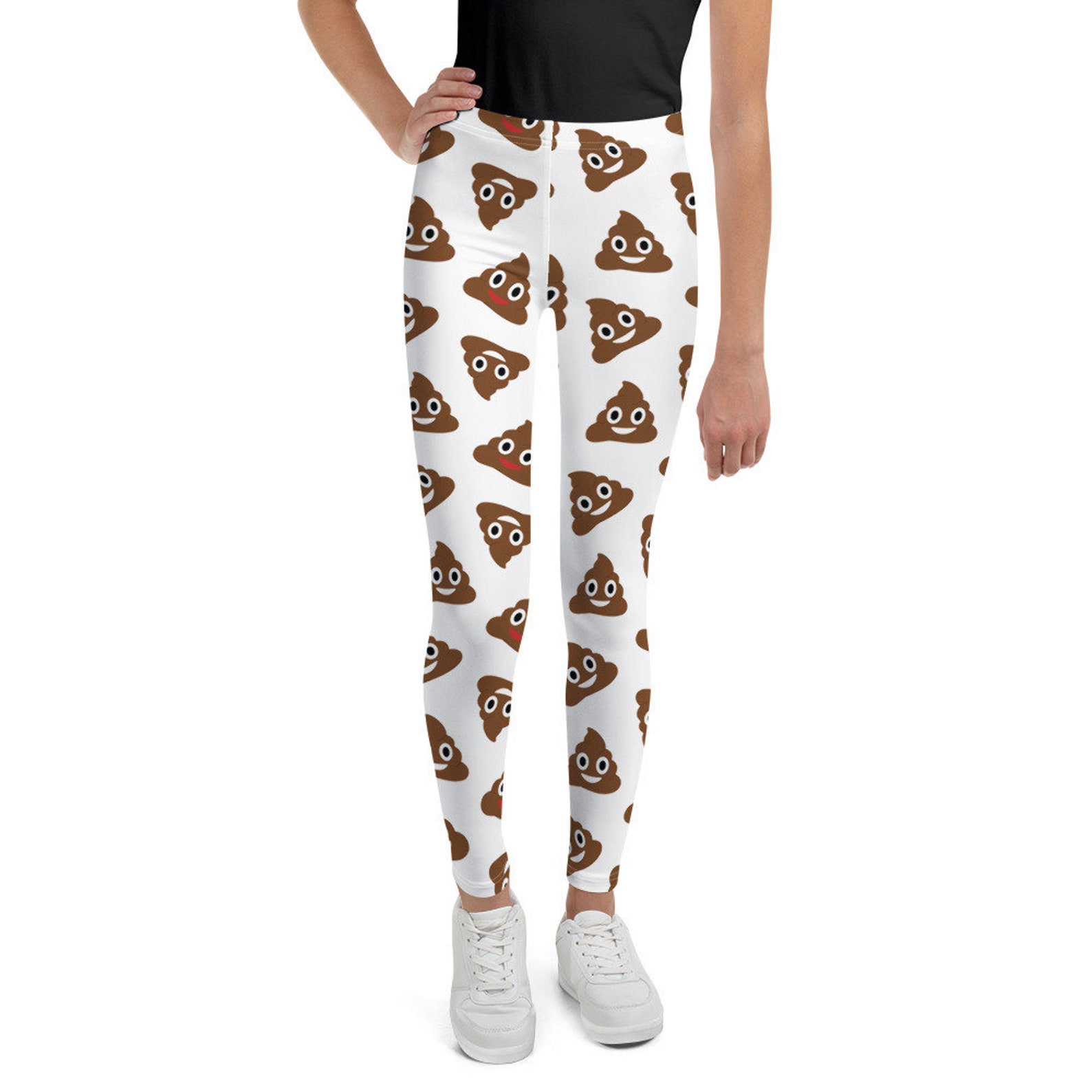 Poop Emoji Youth Leggings Funny Printed Leggings Sizes 820 Etsy