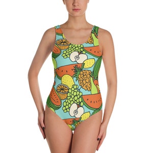 Fruit Print One piece Swimsuit,  Bathing Suit, Many sizes