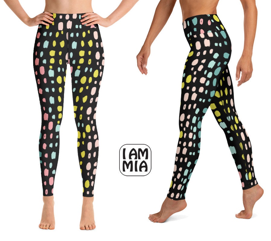 White And Black Polka Dot Print Women's Leggings