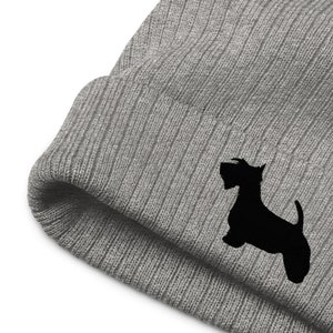 Embroidered Scottish Terrier Ribbed knit beanie