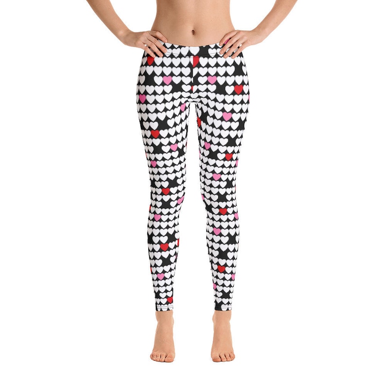 Love Heart Leggings, Heart Print Leggings, Birthday Gift for Girlfriend