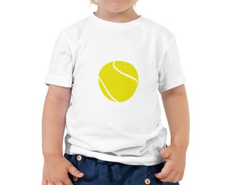 T-shirt med tennisbollstryck, kortärmad t-shirt för småbarn i vitt eller svart, storlekar 2T-5T