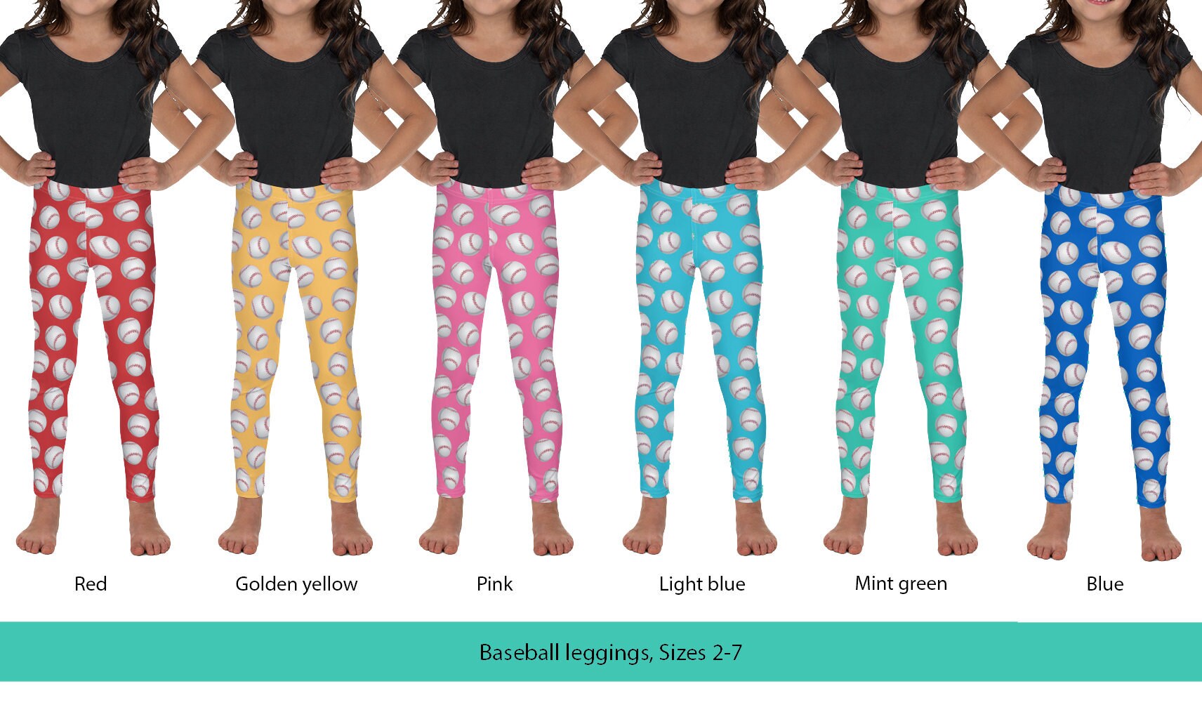 Baseball Leggings, Baseball Tights, Printed Leggings for Kids, Toddler