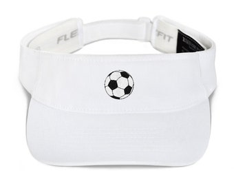 Soccer Visor, Football visor, Embroidered Visor, Many Colours; black, blue, red and white