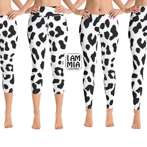May include: White leggings with a black spotted pattern. The leggings are shown in multiple styles, including capri and full-length. The text "I AM MIA LEGGINS" is visible on the leggings.