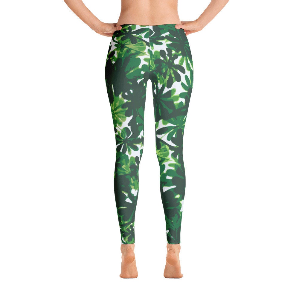 Green Tropical Leaf Mommy and Me Leggings Jungle Print Yoga - Etsy