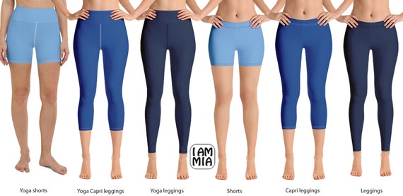 Blue Leggings, Yoga Leggings, Yoga Shorts, Active Wear for Women