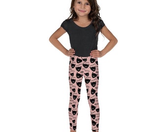 Baby Black Ribbed Tights with Cat Print – Soft Stretch Leggings main image 1