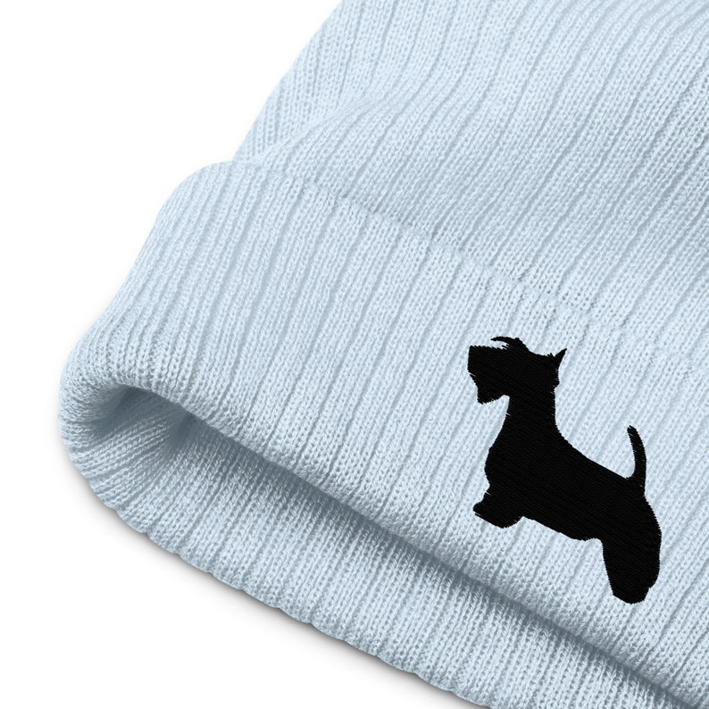 Embroidered Scottish Terrier Ribbed knit beanie