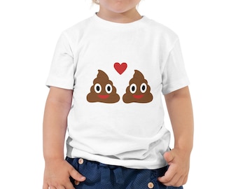 Bajs-emoji-t-shirt för barn, emoji-födelsedagspresent, rolig småbarnströja, unisex, storlekar 2-5