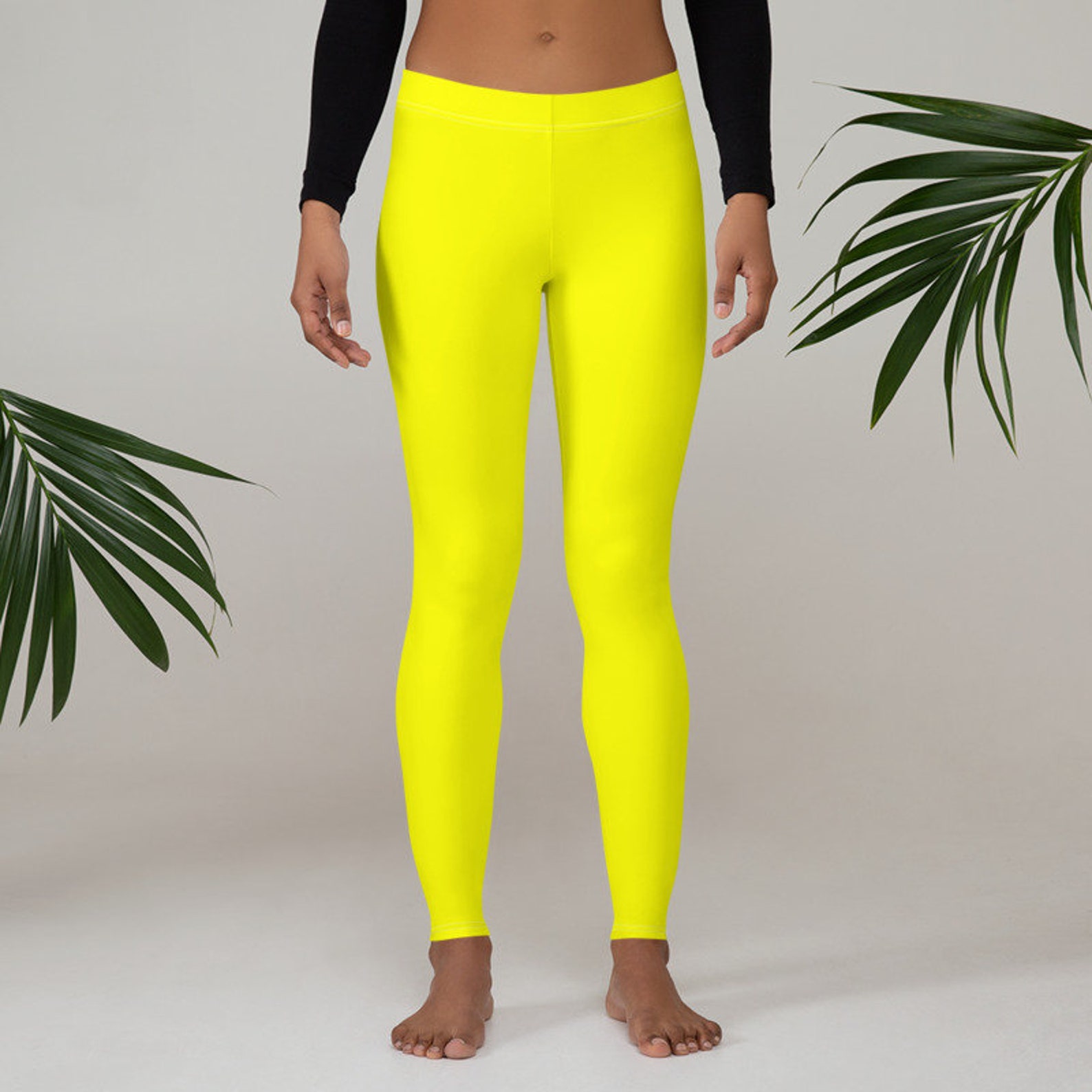 Orange Leggings, Yellow Leggings, Solid Yoga Leggings, Yoga Shorts