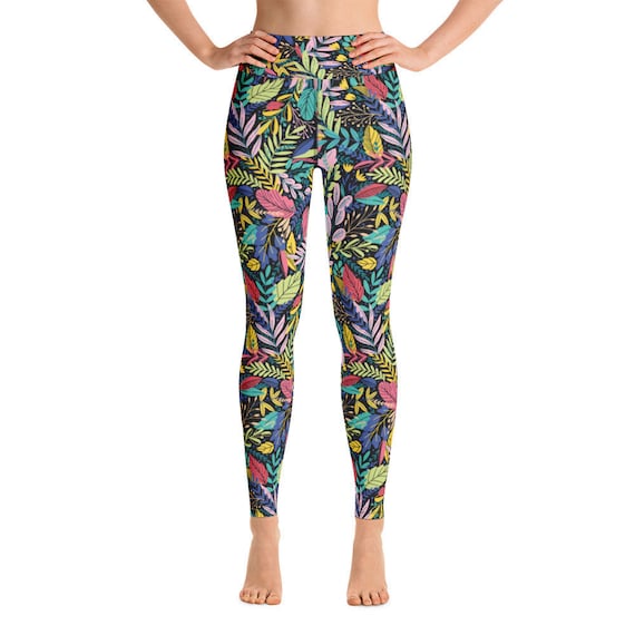 Tropical Leaf Yoga Leggings, Printed Leggings, Active Wear for Women, Many  Sizes 