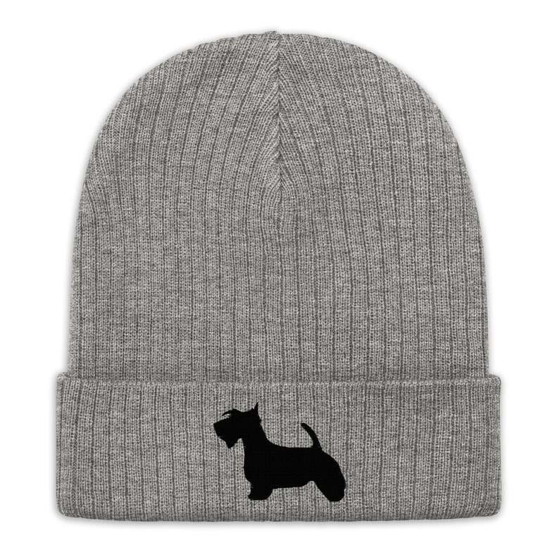 Embroidered Scottish Terrier Ribbed knit beanie image 1