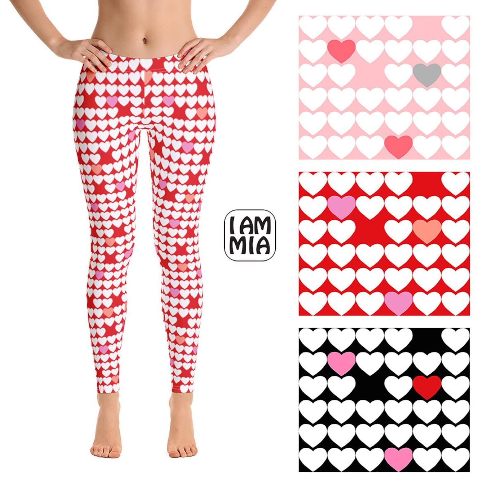 Love Heart Leggings, Heart Print Leggings, Birthday Gift for Girlfriend