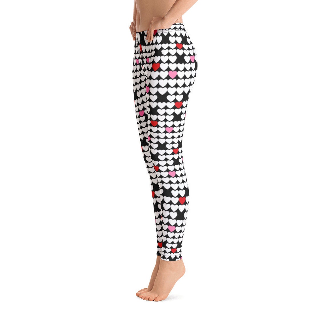 Babyhug Cotton Lycra Knit Full Length Leggings with Heart  Print  - Black