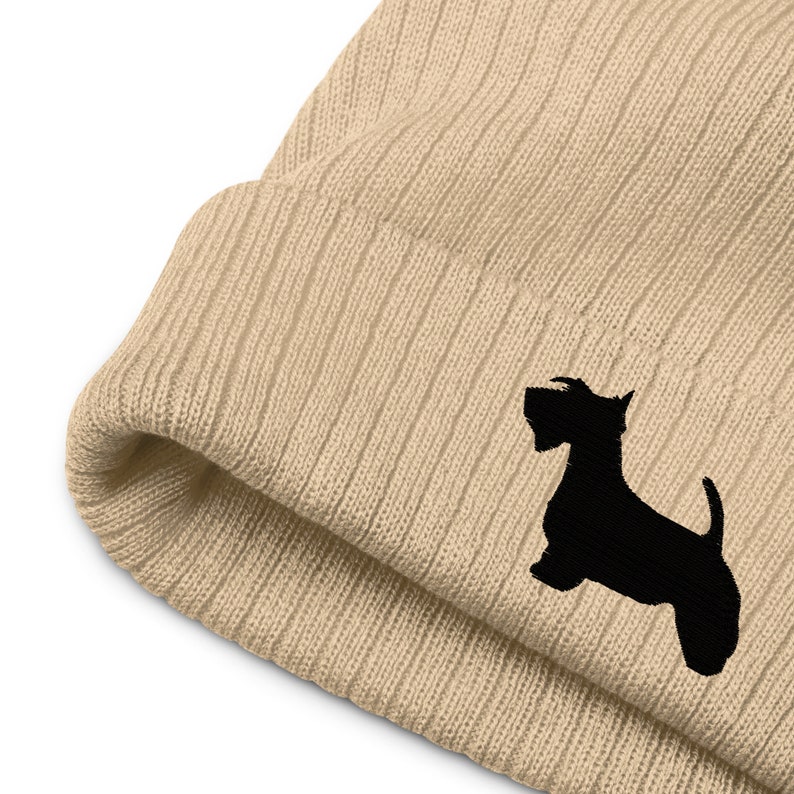 Embroidered Scottish Terrier Ribbed knit beanie